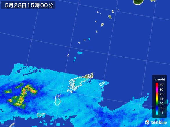 奄美諸島(鹿児島県)の雨雲レーダー(2017年05月28日)