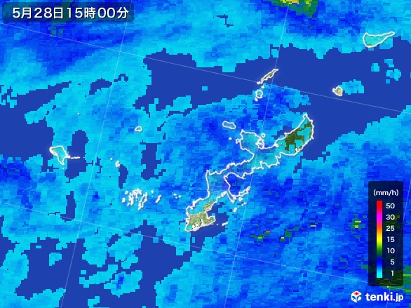 沖縄県の雨雲レーダー(2017年05月28日)