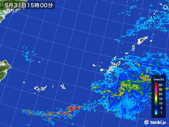 沖縄地方の雨雲レーダー(2017年05月31日)
