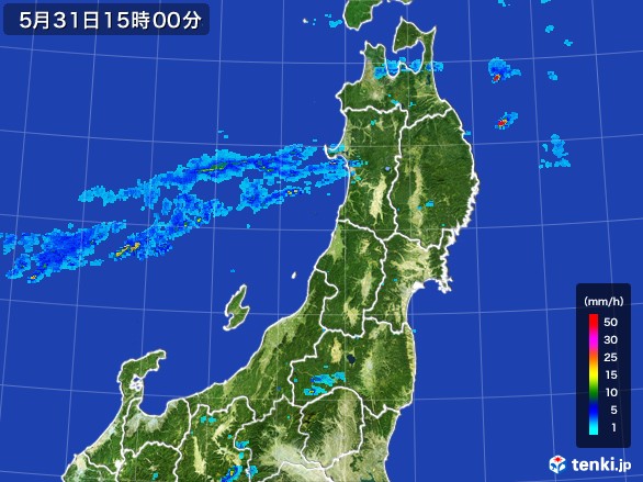 東北地方の雨雲レーダー(2017年05月31日)