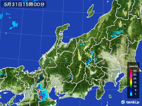 北陸地方の雨雲レーダー(2017年05月31日)