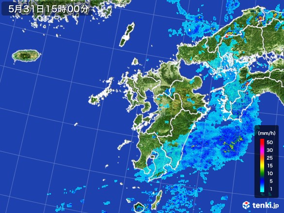 九州地方の雨雲レーダー(2017年05月31日)