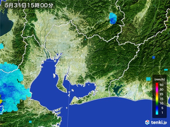 愛知県の雨雲レーダー(2017年05月31日)