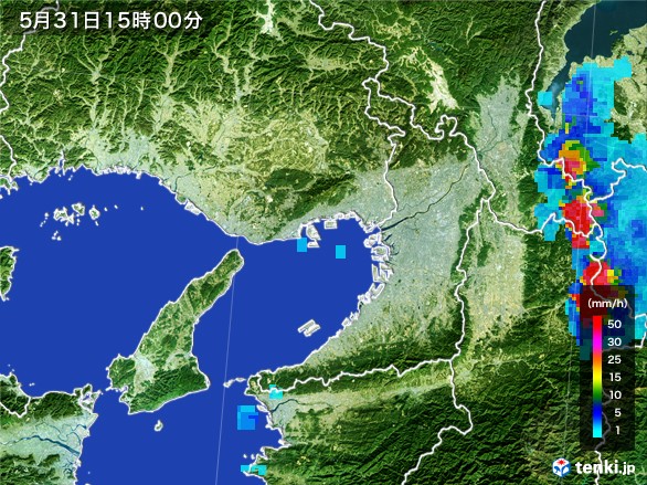 大阪府の雨雲レーダー(2017年05月31日)