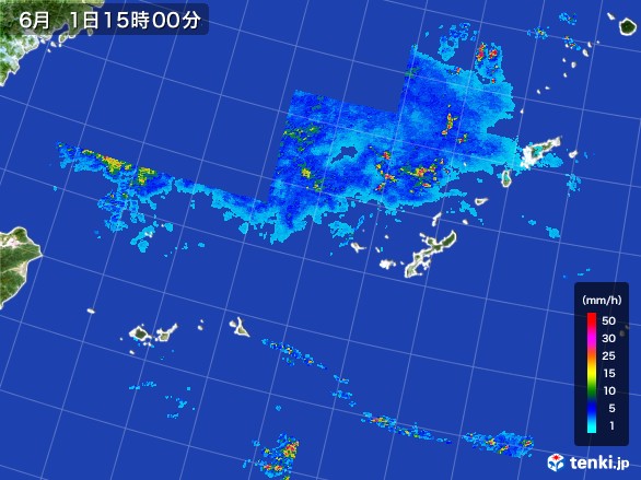 沖縄地方の雨雲レーダー(2017年06月01日)