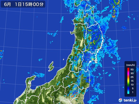 東北地方の雨雲レーダー(2017年06月01日)