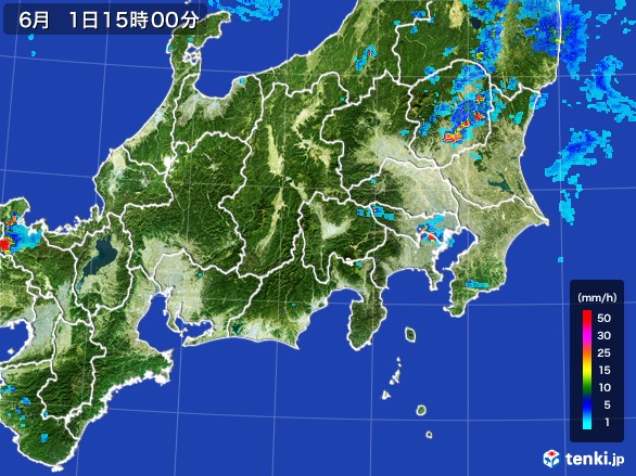 関東・甲信地方の雨雲レーダー(2017年06月01日)