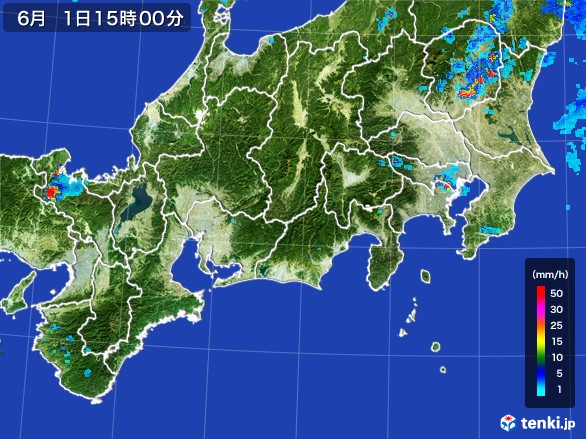 東海地方の雨雲レーダー(2017年06月01日)