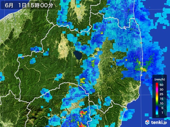 福島県の雨雲レーダー(2017年06月01日)