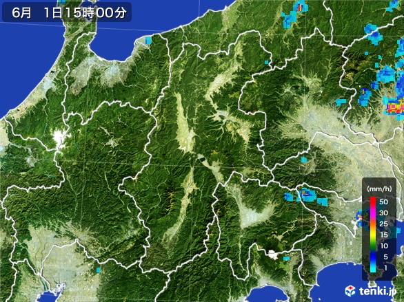 長野県の雨雲レーダー(2017年06月01日)