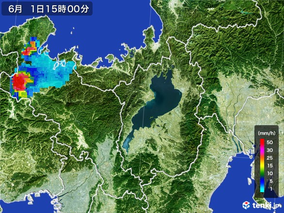 滋賀県の雨雲レーダー(2017年06月01日)