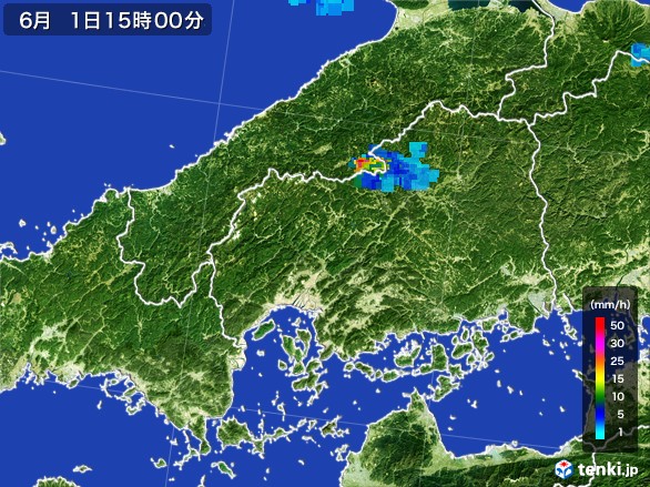 広島県の雨雲レーダー(2017年06月01日)