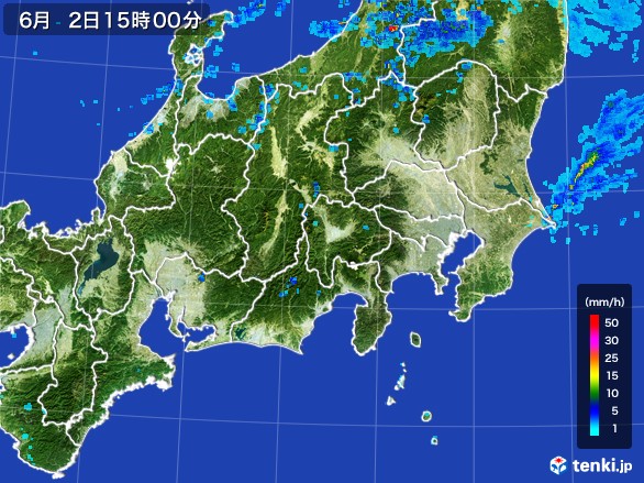 関東・甲信地方の雨雲レーダー(2017年06月02日)