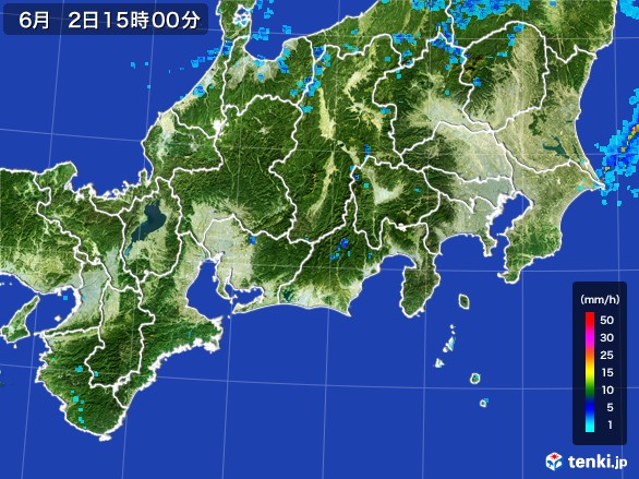 東海地方の雨雲レーダー(2017年06月02日)