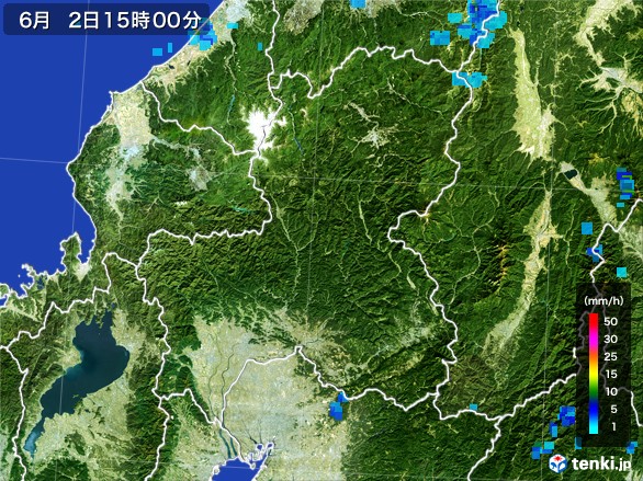 岐阜県の雨雲レーダー(2017年06月02日)