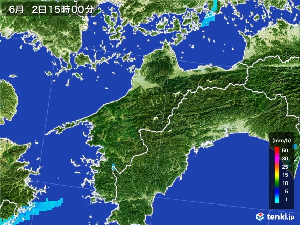 愛媛県の雨雲レーダー(2017年06月02日)