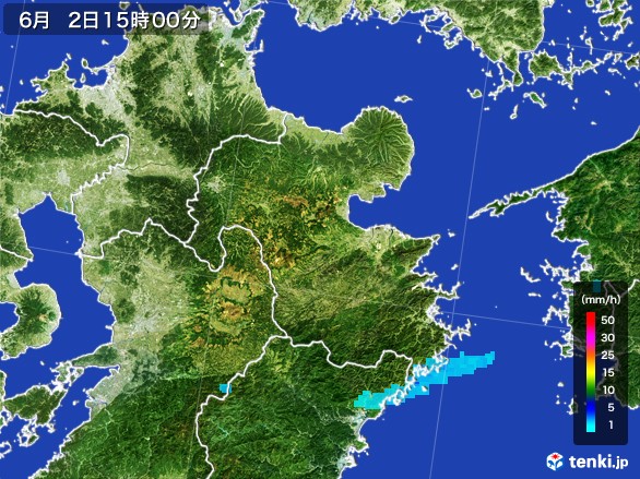 大分県の雨雲レーダー(2017年06月02日)