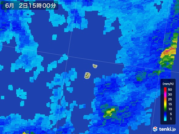 南大東島(沖縄県)の雨雲レーダー(2017年06月02日)