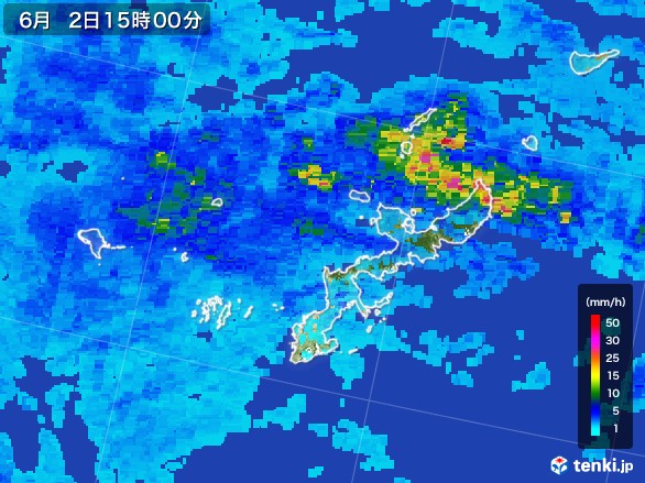 沖縄県の雨雲レーダー(2017年06月02日)