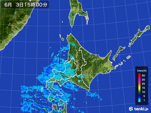 北海道地方の雨雲レーダー(2017年06月03日)