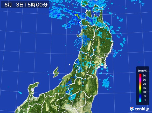 東北地方の雨雲レーダー(2017年06月03日)
