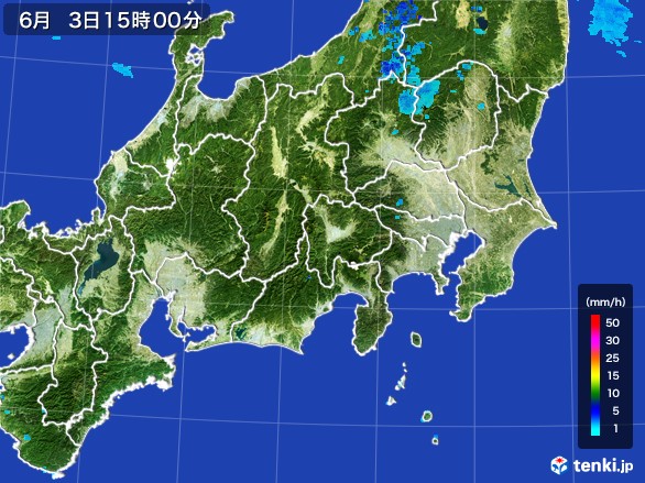 関東・甲信地方の雨雲レーダー(2017年06月03日)