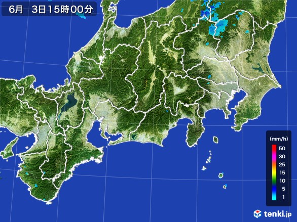 東海地方の雨雲レーダー(2017年06月03日)