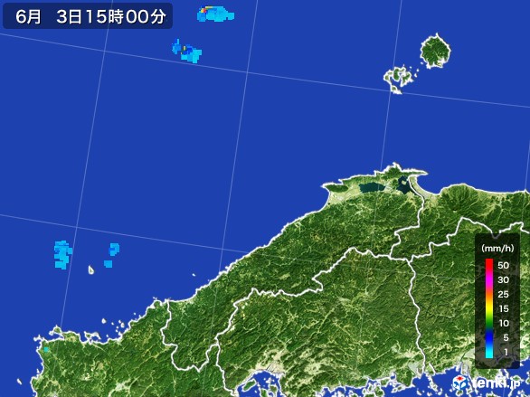 島根県の雨雲レーダー(2017年06月03日)