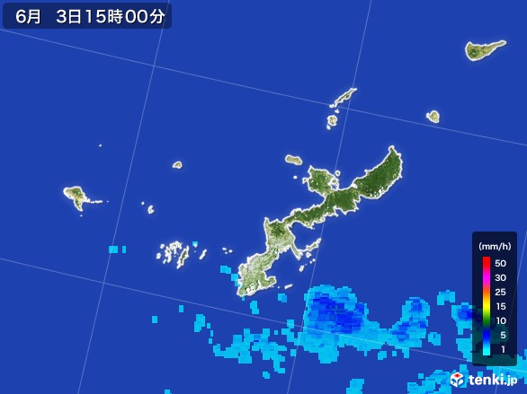 沖縄県の雨雲レーダー(2017年06月03日)