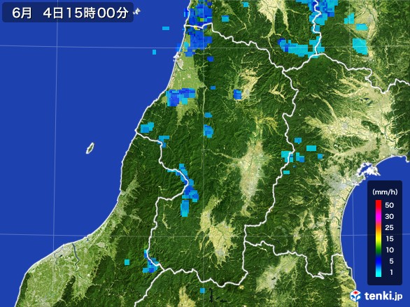 山形県の雨雲レーダー(2017年06月04日)