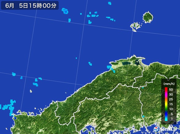 島根県の雨雲レーダー(2017年06月05日)