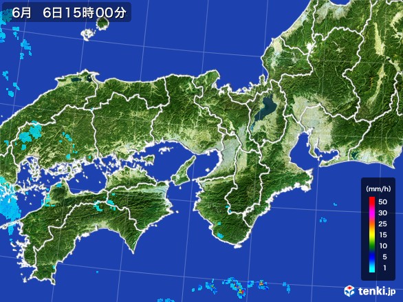 近畿地方の雨雲レーダー(2017年06月06日)