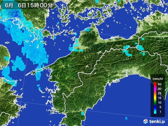 愛媛県の雨雲レーダー(2017年06月06日)