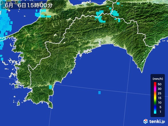 高知県の雨雲レーダー(2017年06月06日)