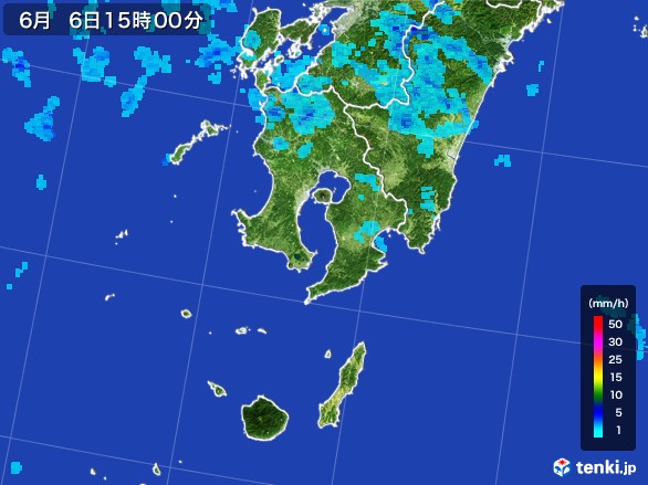鹿児島県の雨雲レーダー(2017年06月06日)