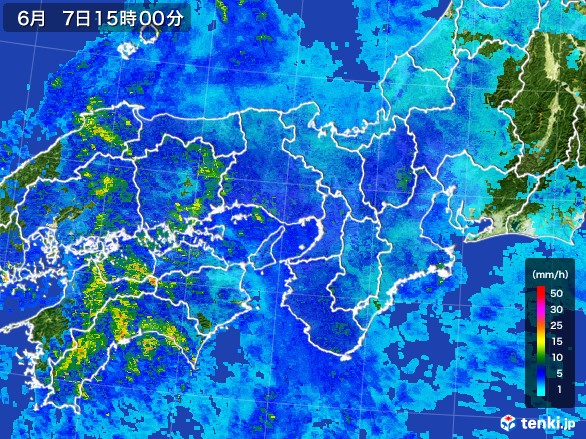 近畿地方の雨雲レーダー(2017年06月07日)