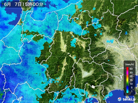 長野県の雨雲レーダー(2017年06月07日)