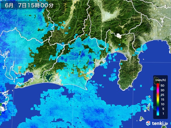 静岡県の雨雲レーダー(2017年06月07日)