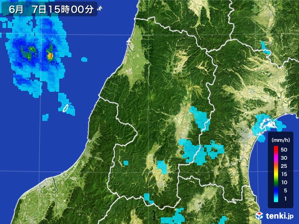 山形県の雨雲レーダー(2017年06月07日)