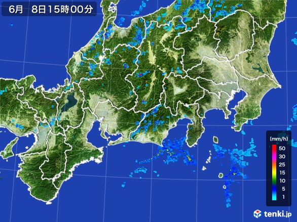 東海地方の雨雲レーダー(2017年06月08日)