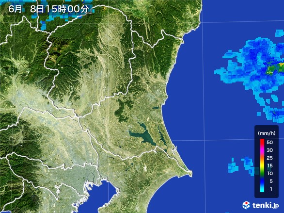茨城県の雨雲レーダー(2017年06月08日)