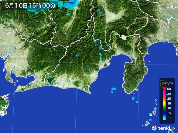静岡県の雨雲レーダー(2017年06月10日)