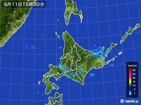 北海道地方の雨雲レーダー(2017年06月11日)