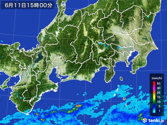 東海地方の雨雲レーダー(2017年06月11日)