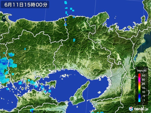 兵庫県の雨雲レーダー(2017年06月11日)