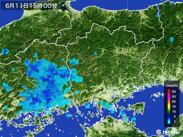 岡山県の雨雲レーダー(2017年06月11日)