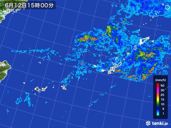 沖縄地方の雨雲レーダー(2017年06月12日)