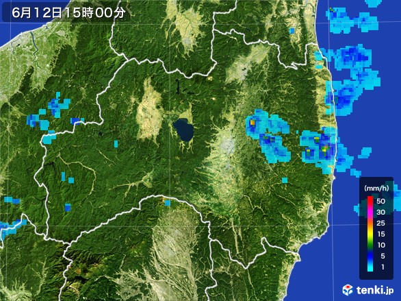 福島県の雨雲レーダー(2017年06月12日)