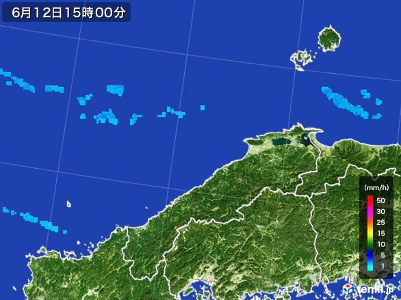 島根県の雨雲レーダー(2017年06月12日)