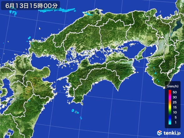 四国地方の雨雲レーダー(2017年06月13日)